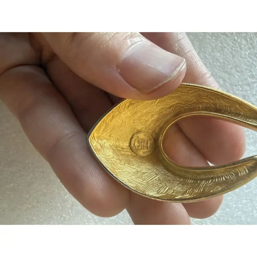 VTG Givenchy satin gold-tone open teardrop Pierced